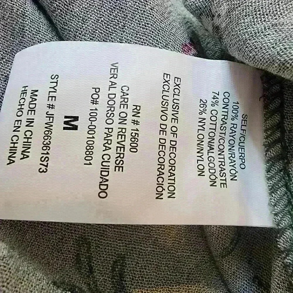 Mason Belle Blouse Top Womens Medium Maroon Floral Green Stretch Keyhole Boho - Picture 11 of 16